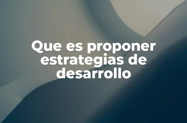 Que es Proponer Estrategias de Desarrollo
