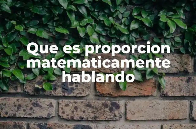 Que es Proporcion Matematicamente Hablando