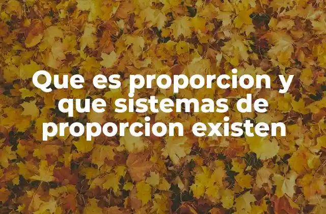 Que es Proporcion y que Sistemas de Proporcion Existen
