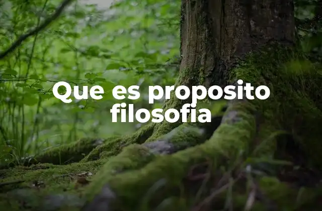Que es Proposito Filosofia