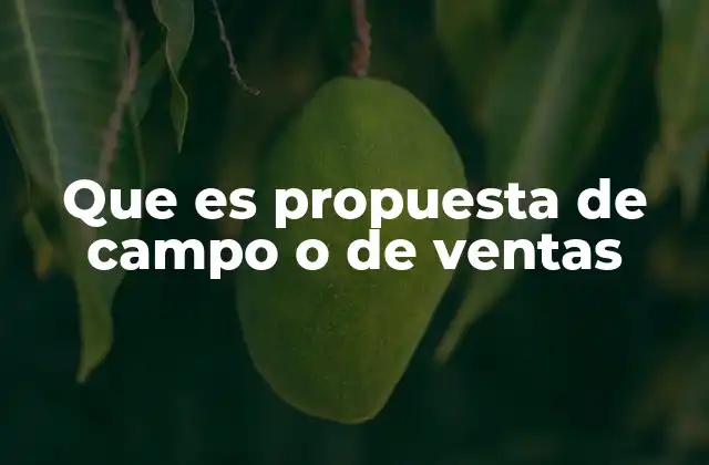 Que es Propuesta de Campo o de Ventas