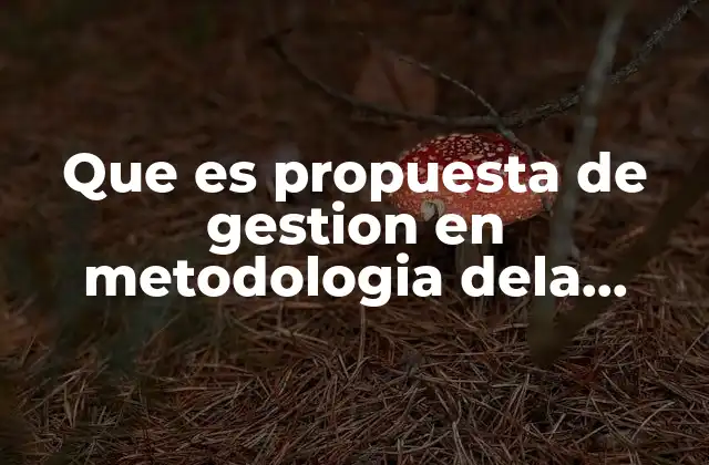Que es Propuesta de Gestion en Metodologia Dela Investigacion