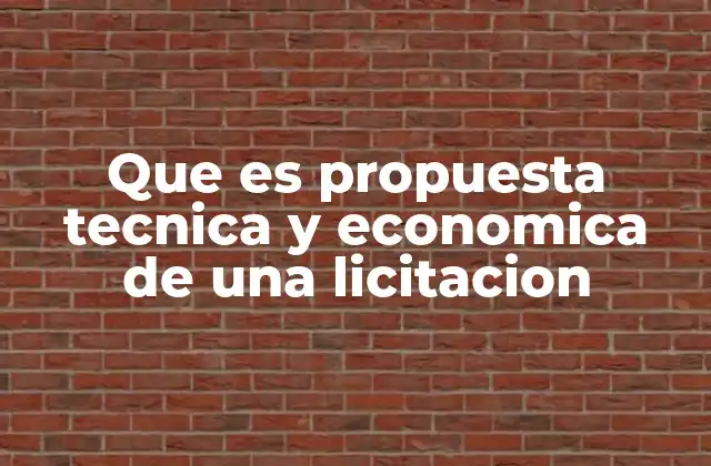 Que es Propuesta Tecnica y Economica de una Licitacion