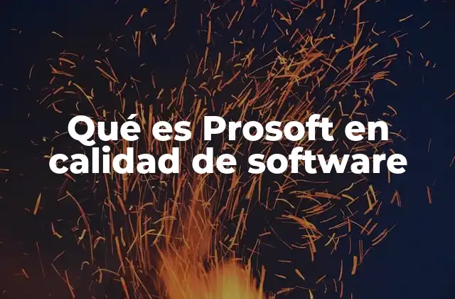 Qué es Prosoft en Calidad de Software