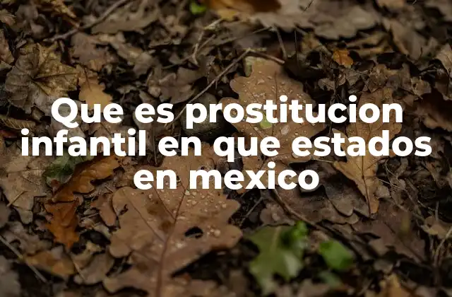 Que es Prostitucion Infantil en que Estados en Mexico