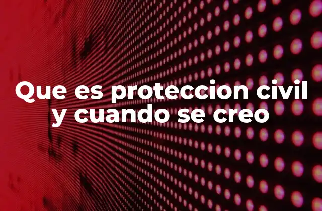 Que es Proteccion Civil y Cuando Se Creo