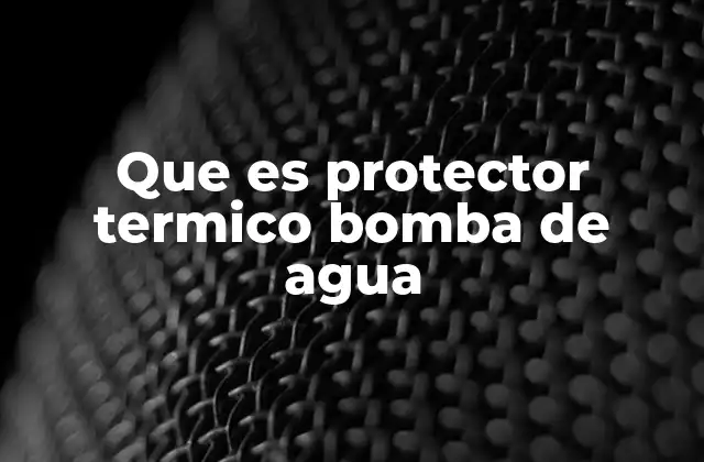 Que es Protector Termico Bomba de Agua
