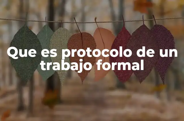 Que es Protocolo de un Trabajo Formal
