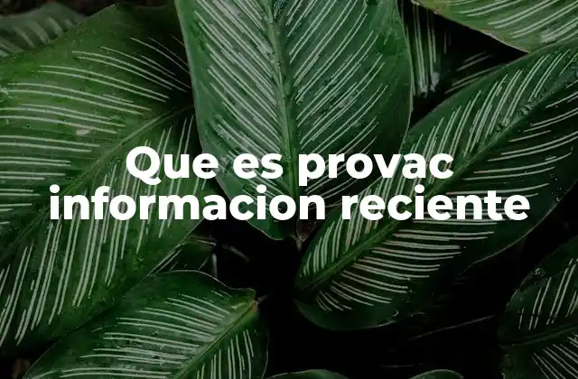 Que es Provac Informacion Reciente