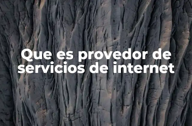 Que es Provedor de Servicios de Internet