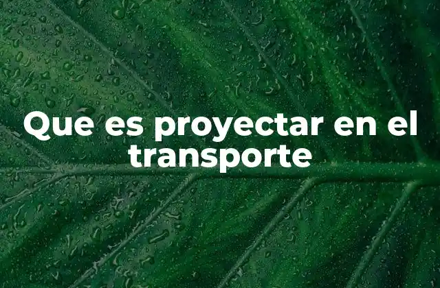 Que es Proyectar en el Transporte