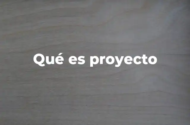 Qué es Proyecto