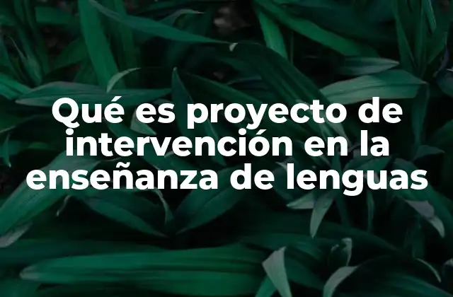 Qué es Proyecto de Intervención en la Enseñanza de Lenguas