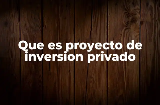 Que es Proyecto de Inversion Privado