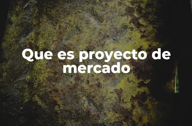 Que es Proyecto de Mercado
