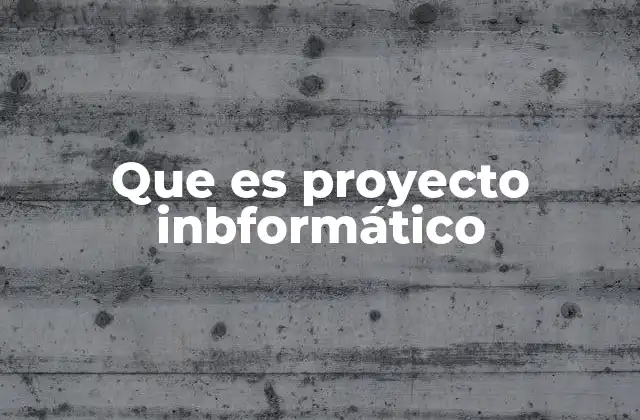 Que es Proyecto Inbformático