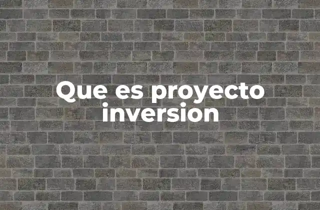 Que es Proyecto Inversion