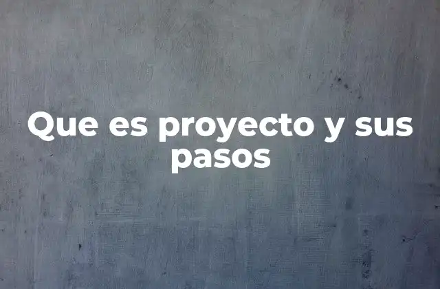 Que es Proyecto y Sus Pasos