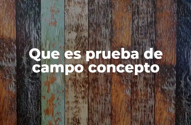 Que es Prueba de Campo Concepto