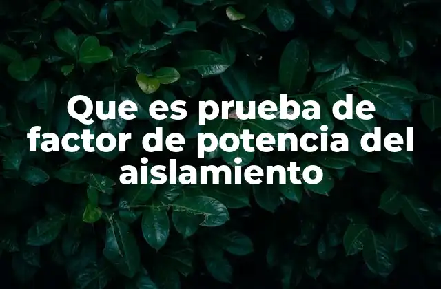 Que es Prueba de Factor de Potencia Del Aislamiento 2 Evaluación de la integridad dieléctrica sin dañar el material