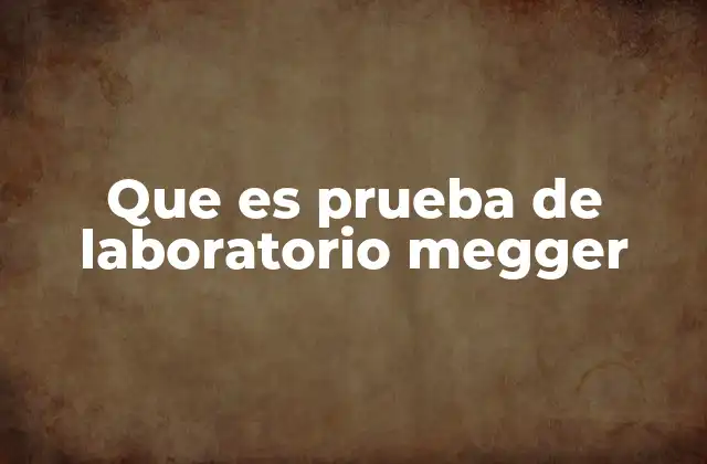 Que es Prueba de Laboratorio Megger