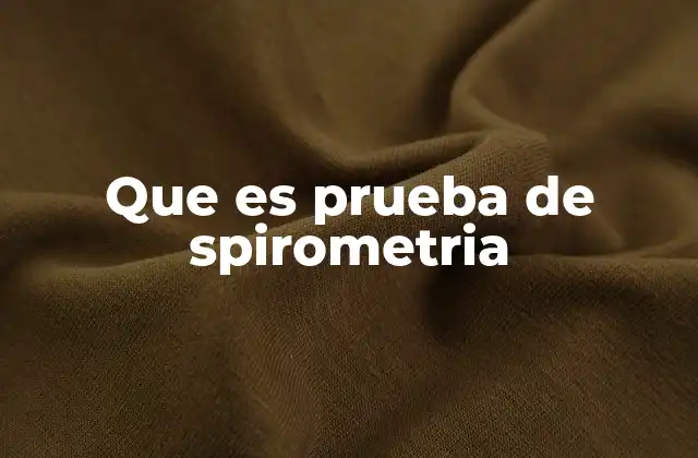 Que es Prueba de Spirometria