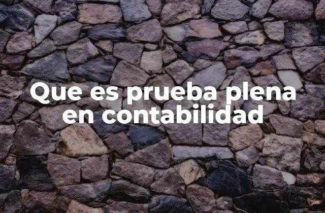 Que es Prueba Plena en Contabilidad
