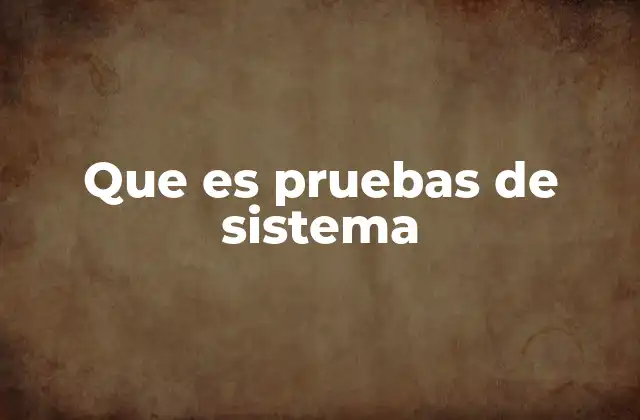 Que es Pruebas de Sistema