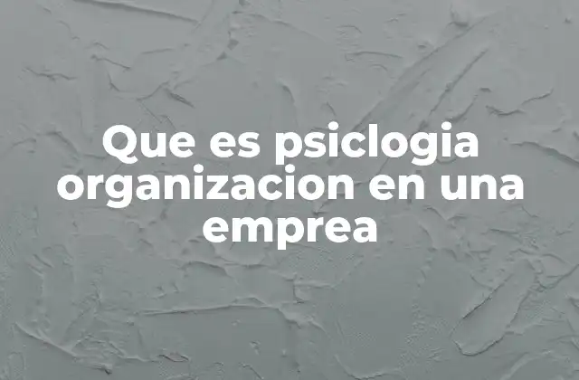 Que es Psiclogia Organizacion en una Emprea