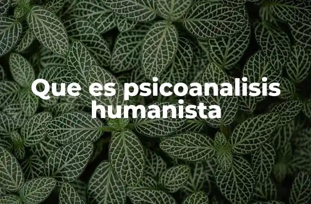Que es Psicoanalisis Humanista