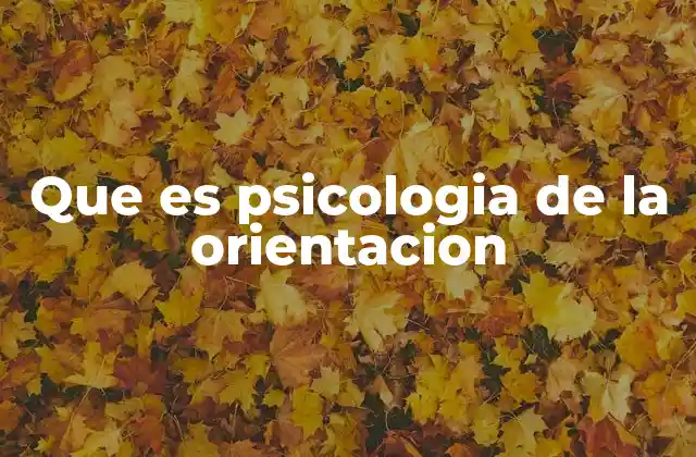 Que es Psicologia de la Orientacion