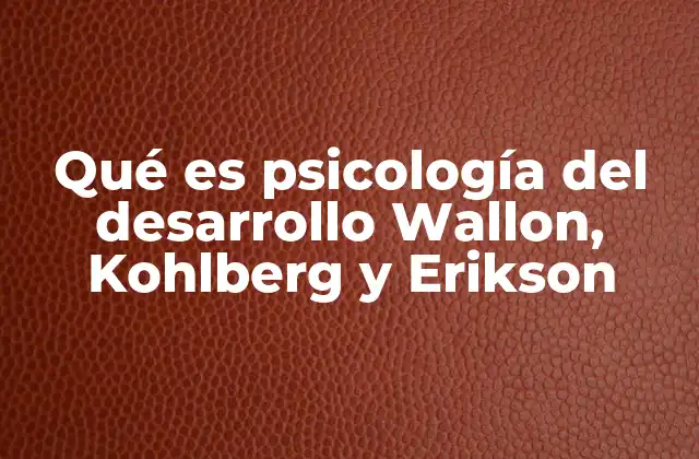 Qué es Psicología Del Desarrollo Wallon, Kohlberg y Erikson
