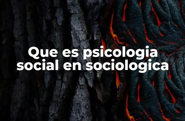 Que es Psicologia Social en Sociologica
