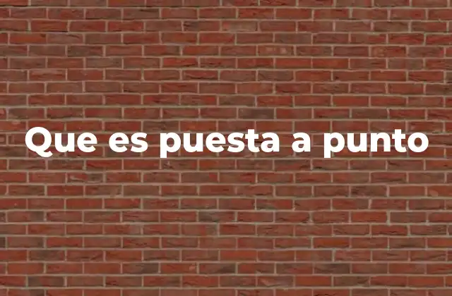 Que es Puesta a Punto