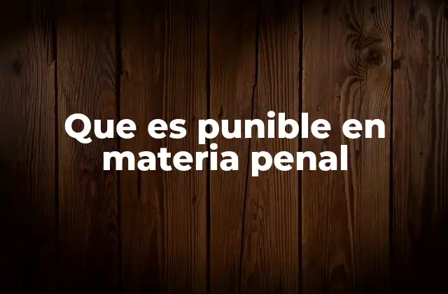 Que es Punible en Materia Penal