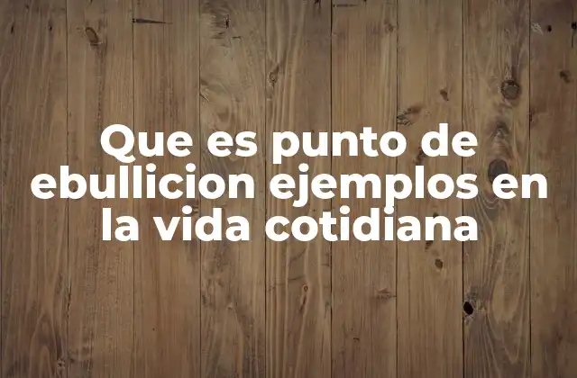 Que es Punto de Ebullicion Ejemplos en la Vida Cotidiana