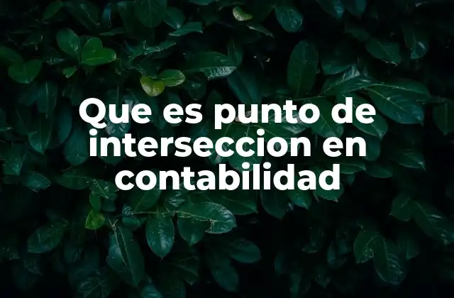 Que es Punto de Interseccion en Contabilidad