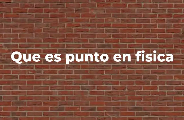Que es Punto en Fisica