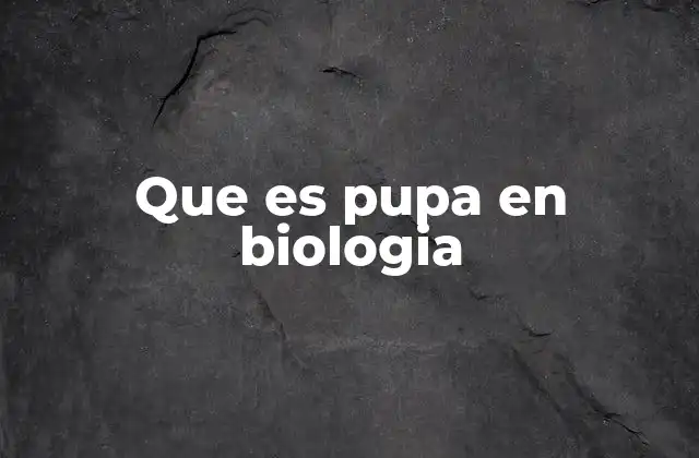 Que es Pupa en Biologia