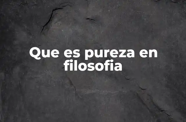 Que es Pureza en Filosofia