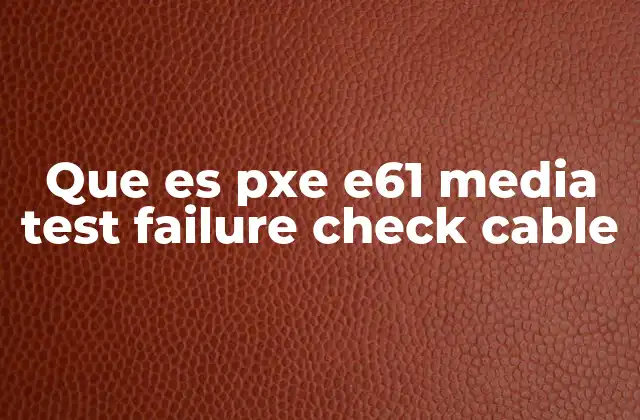 Que es Pxe E61 Media Test Failure Check Cable