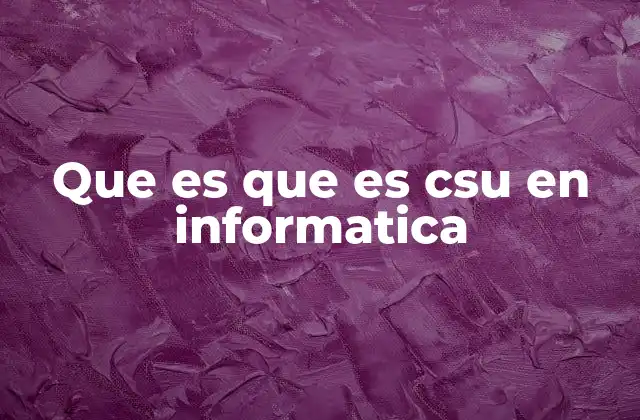 Que es que es Csu en Informatica