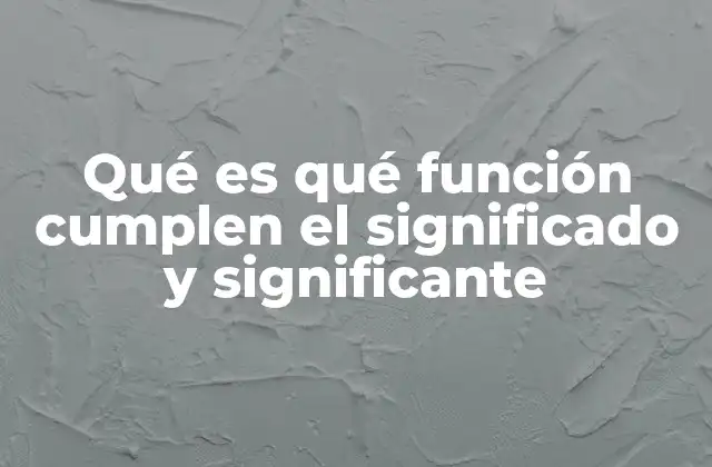 Qué es Qué Función Cumplen el Significado y Significante