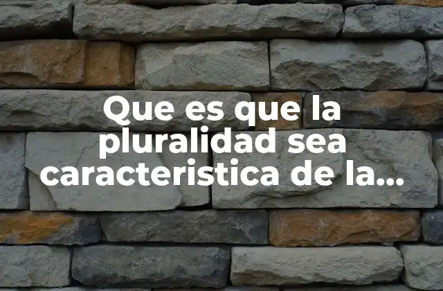 Que es que la Pluralidad Sea Caracteristica de la Democracia