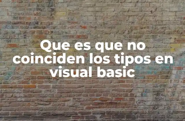 Que es que No Coinciden los Tipos en Visual Basic