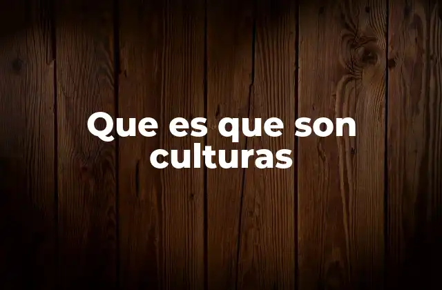 Que es que Son Culturas