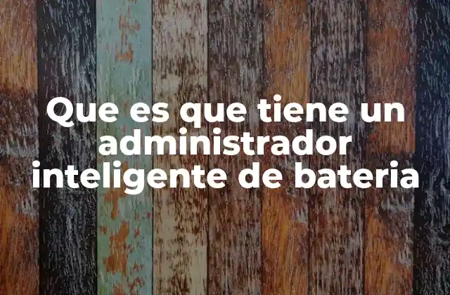 Que es que Tiene un Administrador Inteligente de Bateria