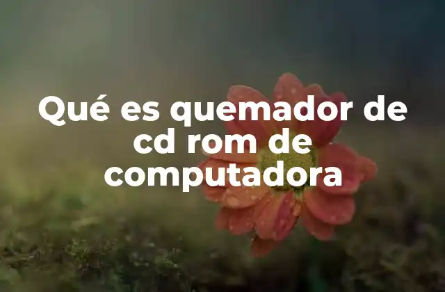 Qué es Quemador de Cd Rom de Computadora