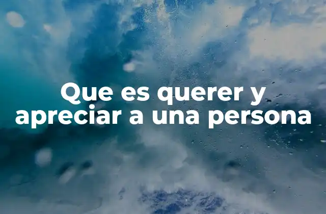 Que es Querer y Apreciar a una Persona