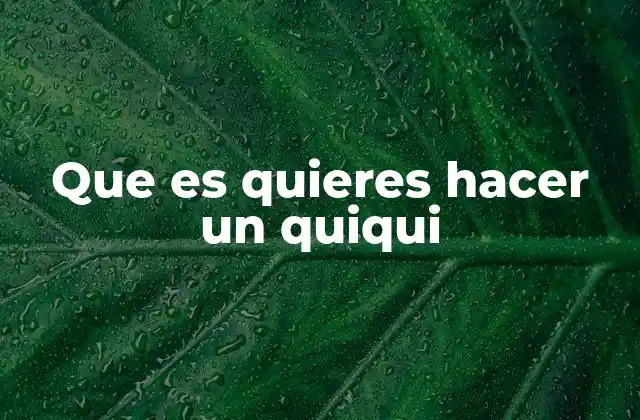 Que es Quieres Hacer un Quiqui